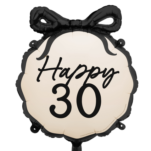 Happy 30 Black Bow Foil Balloon (21”)