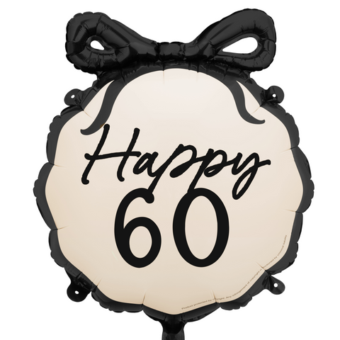 Happy 60 Black Bow Foil Balloon (21”)