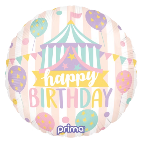 Birthday Pastel Circus Round Foil Balloon (18")