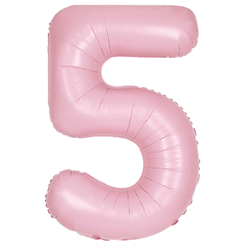 Unique Matte Lovely Pink Number 5 Foil Balloon (34", Packaged)