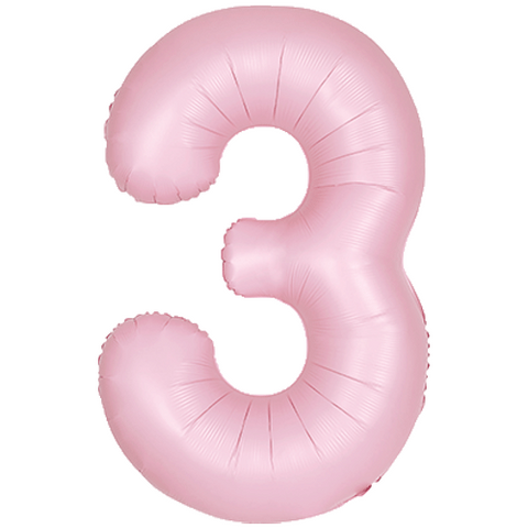 Unique Matte Lovely Pink Number 3 Foil Balloon (34", Packaged)