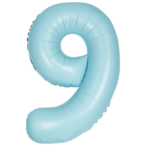Unique Matte Powder Blue Number 9 Foil Balloon (34", Packaged)