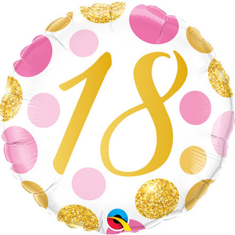 Pink & Gold Spot Foil Balloon - Age 18 (18")