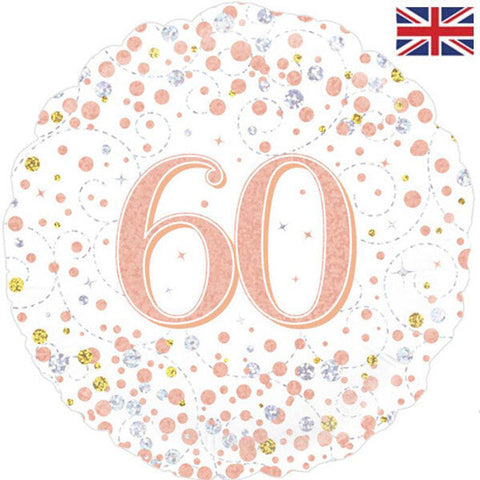 Rose Gold & White Sparkling Fizz Foil Balloon - Age 60 (18")