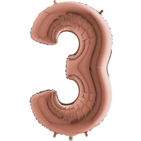 Grabo Rose Gold Number 3 Foil Balloon (40")