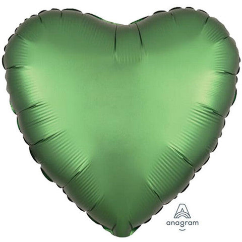 Emerald Satin Heart Foil Balloon (18")
