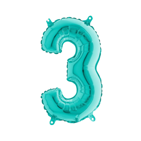 Grabo Tiffany Blue Number 3 Foil Balloon (14")