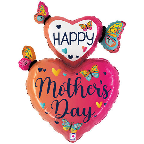 Mother's Day Butterfly Hearts - Supershape Foil Balloon (31")