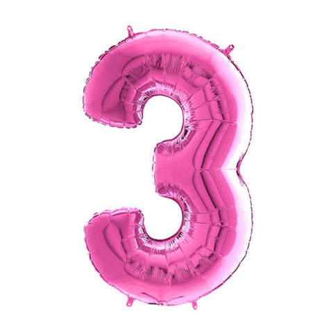 Grabo Fuchsia Number 3 Foil Balloon (26")
