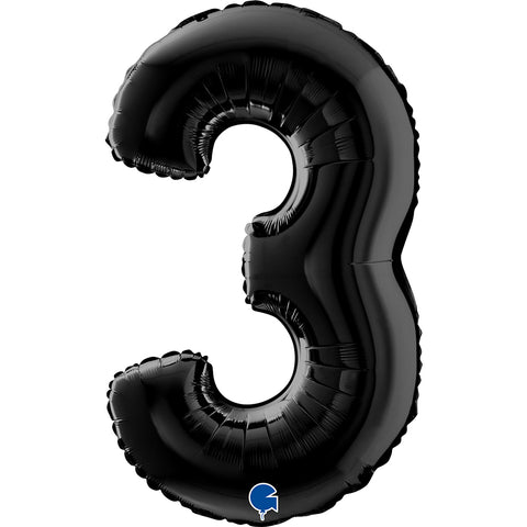 Grabo Black Number 3 Foil Balloon (26")