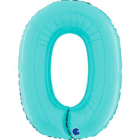 Grabo Pastel Blue Number 0 Foil Balloon (26")