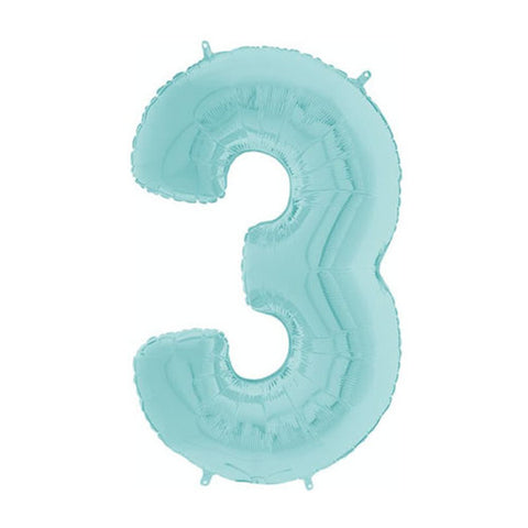 Grabo Pastel Blue Number 3 Foil Balloon (26")