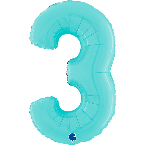 Grabo Pastel Blue Number 3 Foil Balloon (26")