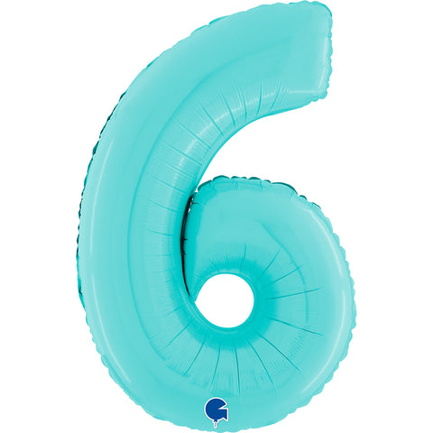 Grabo Pastel Blue Number 6 Foil Balloon (26")