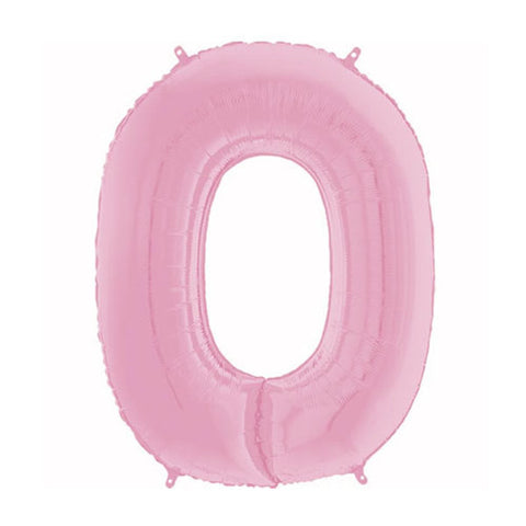 Grabo Pastel Pink Number 0 Foil Balloon (26")