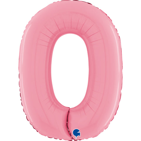 Grabo Pastel Pink Number 0 Foil Balloon (26")