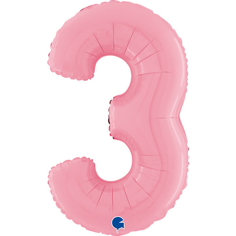 Grabo Pastel Pink Number 3 Foil Balloon (26")