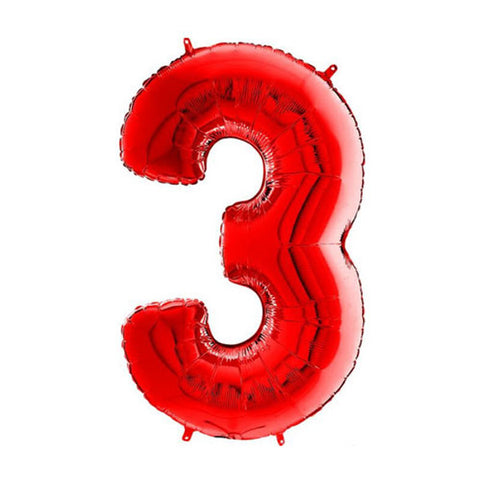 Grabo Red Number 3 Foil Balloon (26")