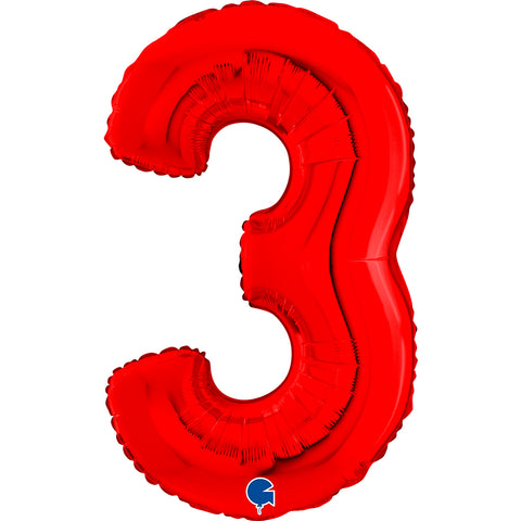 Grabo Red Number 3 Foil Balloon (26")