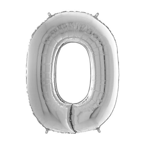 Grabo Silver Number 0 Foil Balloon (26")