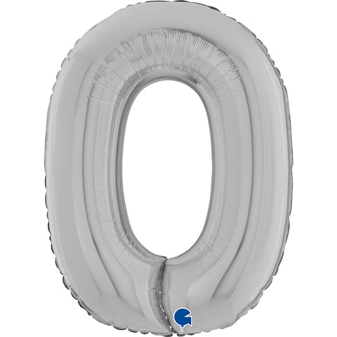 Grabo Silver Number 0 Foil Balloon (26")