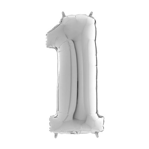 Grabo Silver Number 1 Foil Balloon (26")
