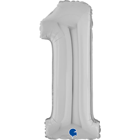 Grabo Silver Number 1 Foil Balloon (26")