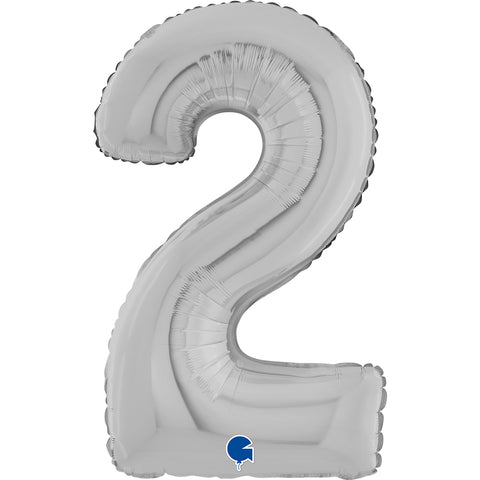 Grabo Silver Number 2 Foil Balloon (26")