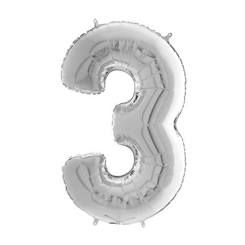 Grabo Silver Number 3 Foil Balloon (26")