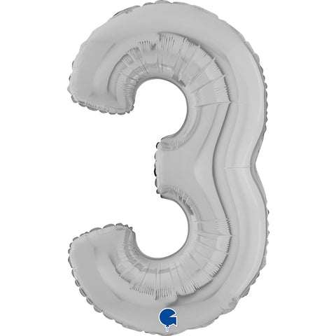 Grabo Silver Number 3 Foil Balloon (26")