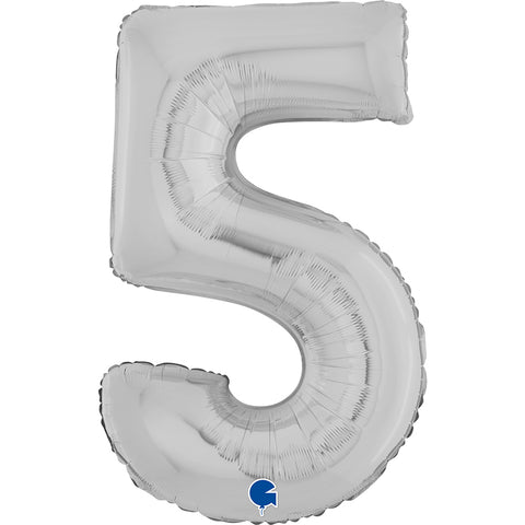 Grabo Silver Number 5 Foil Balloon (26")
