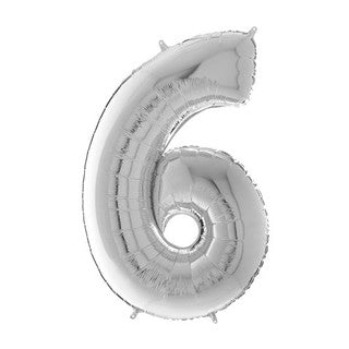 Grabo Silver Number 6 Foil Balloon (26")