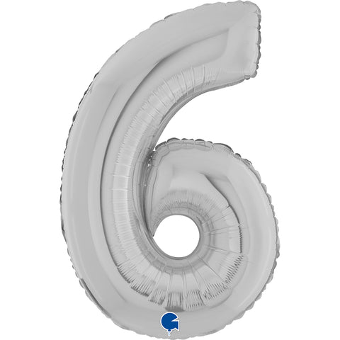 Grabo Silver Number 6 Foil Balloon (26")