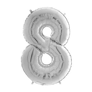 Grabo Silver Number 8 Foil Balloon (26")