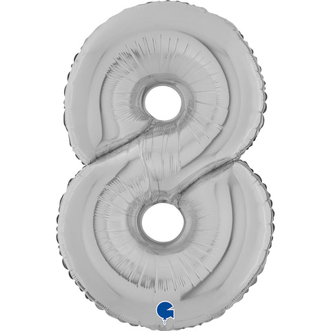 Grabo Silver Number 8 Foil Balloon (26")