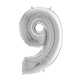 Grabo Silver Number 9 Foil Balloon (26")