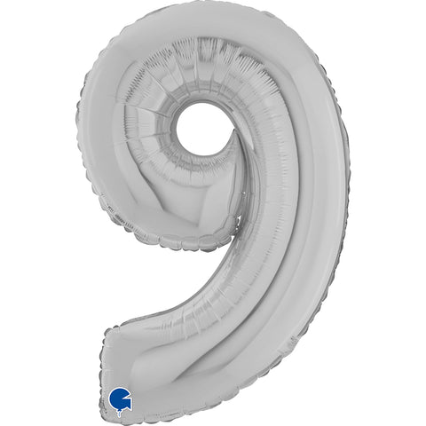 Grabo Silver Number 9 Foil Balloon (26")