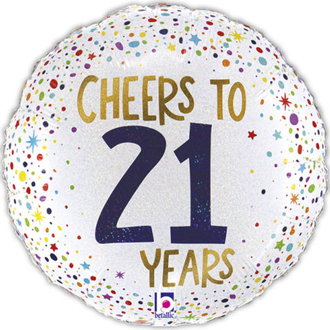 Cheers To 21 Years Glittergraphic Foil Balloon (18")
