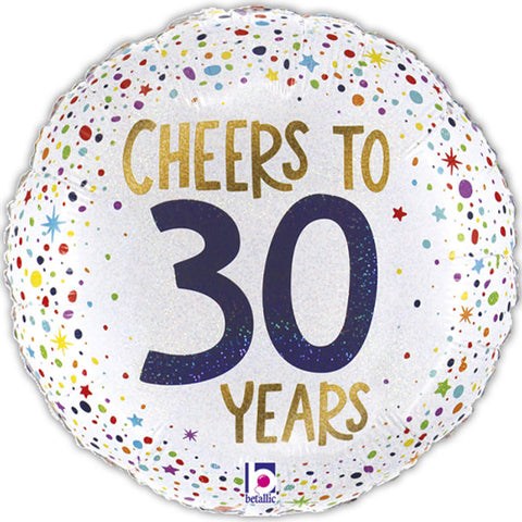 Cheers To 30 Years Glittergraphic Foil Balloon (18")