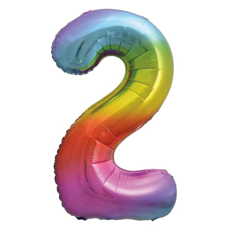 Unique Rainbow Number 2 Foil Balloon (34")