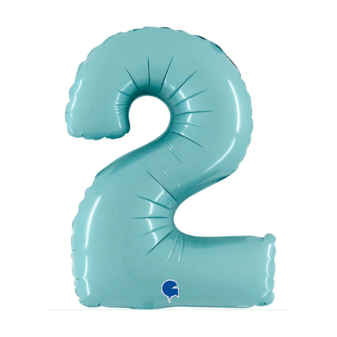 Grabo Pastel Blue Number 2 Foil Balloon (14")