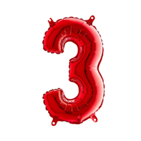 Grabo Red Number 3 Foil Balloon (14")