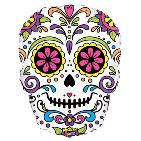 Mighty Bright Sugar Skull Supershape Foil Balloon (27")