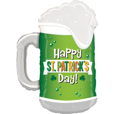 St Patrick's Day Beer Glass Supershape Foil Balloon (34")