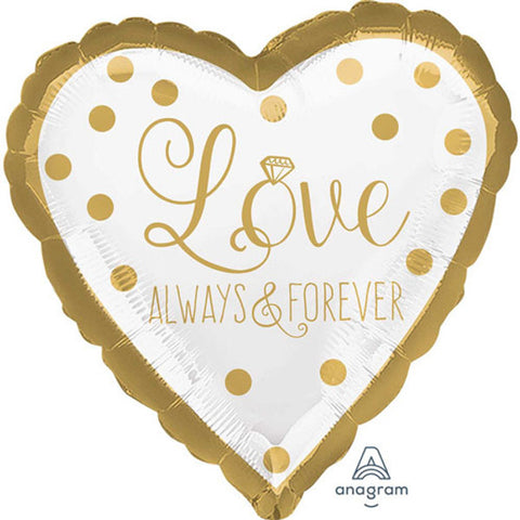 Love Always & Forever Gold Heart Foil Balloon (18")