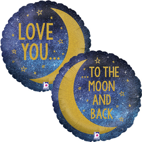 Moon & Back Round Foil Balloon (18")