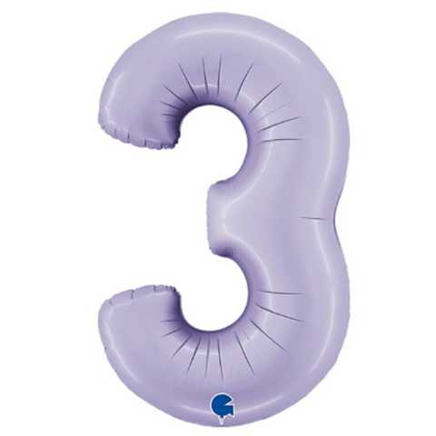 Grabo Lilac Satin Number 3 Foil Balloon (40")
