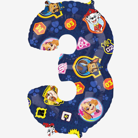 Anagram Paw Patrol Number 3 Foil Balloon (26")