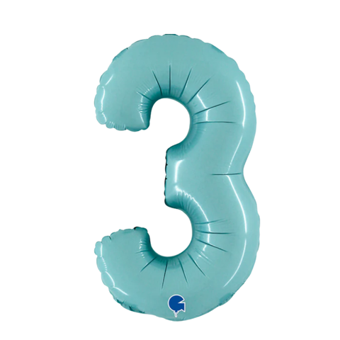 Grabo Pastel Blue Number 3 Foil Balloon (14")