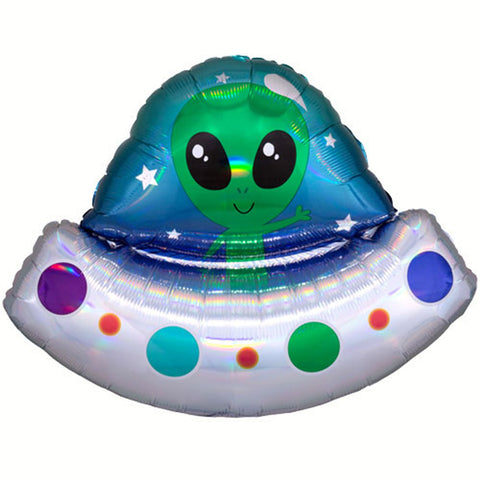 Alien Spaceship Holographic Supershape Foil balloon (28")